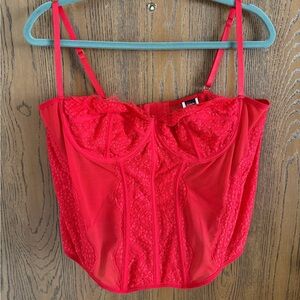 SHEIN Red Lace Crop Top